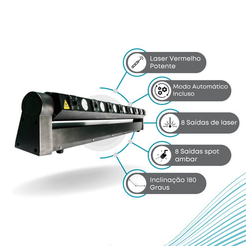 Barra de Laser Vermelho 8 saidas Laser Dmx Para Eventos exclusivos